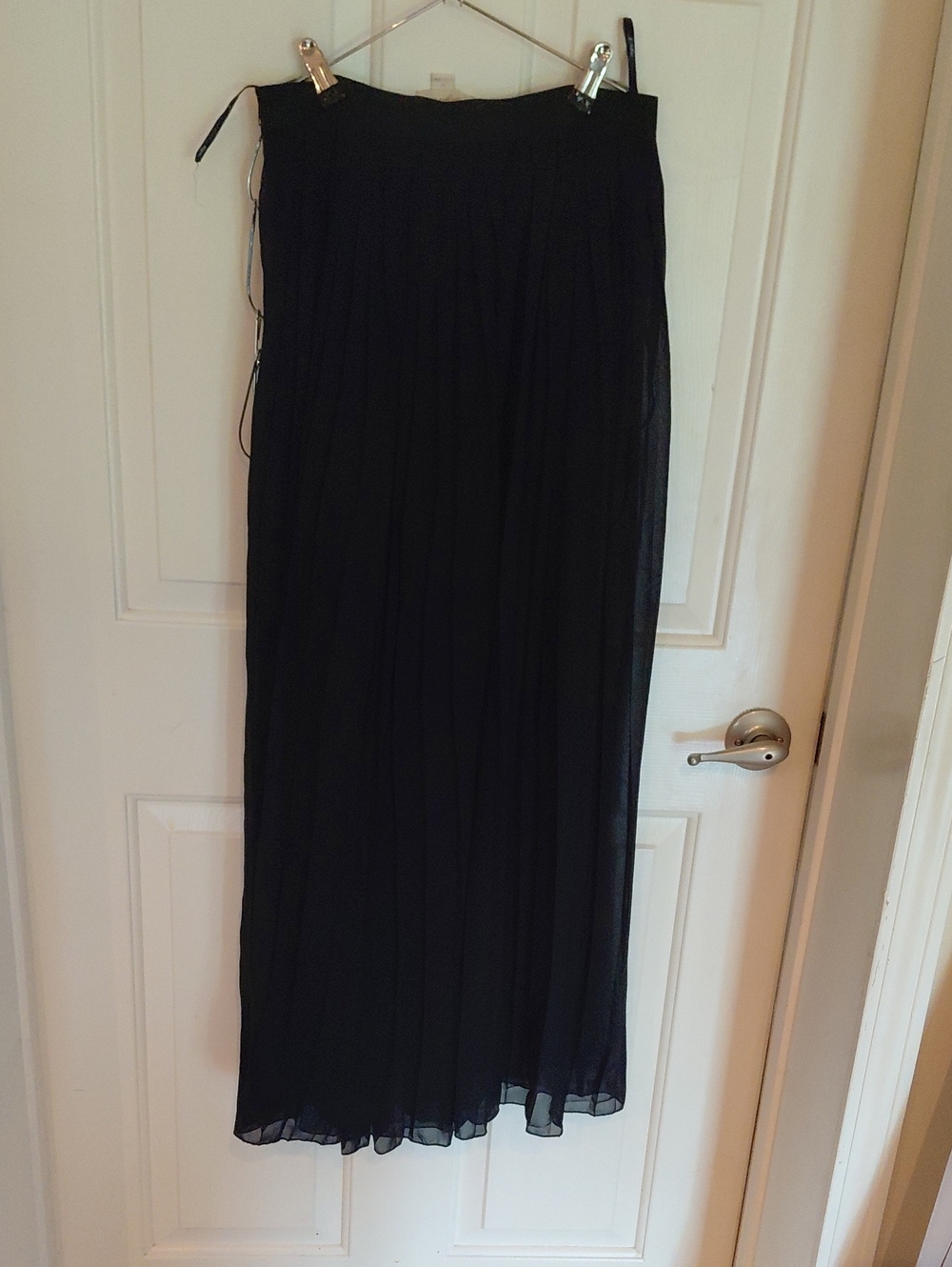 Aryn K Black Pleated Chiffon Maxi Skirt